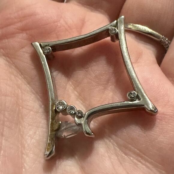 Unique Sterling Silver 18-Karat Gold Square Rhinestone Ring - Picture 3 of 4